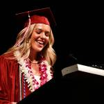 Senior speaker Miller Fosseen addresses the crowd at the Mercer Island High School commencement ceremony. Andy Nystrom/ staff photo