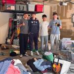 Project Ascend team members sorting through more than 660 donation items during its first formal donation cycle at a Mercer Island home. From left to right: Elbridge Gerry, Luke Loiselle, Rohan Parandekar and Mattias Hofstetter. Not pictured: Brady Mock and Dash Dahlberg. Courtesy photo