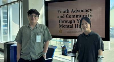 Mercer Island High School students Elijah Glowitz and Alice Liang at the King County Youth Leadership Summit. Photo courtesy of Mercer Island Youth and Family Services