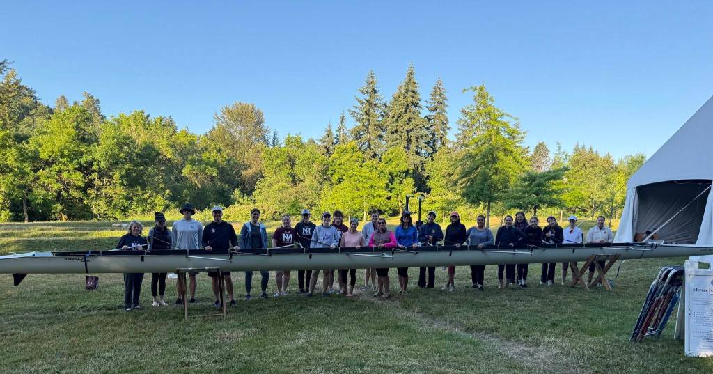 Adult rowers gather at the Mercer Island Rowing Clubs tent. Courtesy photo
