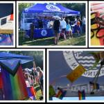 Top left, Eastside Pride PNW president Corrinalyn Guyette enjoys her time at Mercer Islands Pride Night in the Park. Also featured are city booths and the Congregational Church on Mercer Island booth. Andy Nystrom/ staff photos