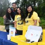 Friends gather for a photo at a break station along the Walk for Hope route. Andy Nystrom/ staff photo
