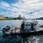 The Mercer Island Police Department Marine Patrol unit sports its new American flag. Photo courtesy of George Englebright