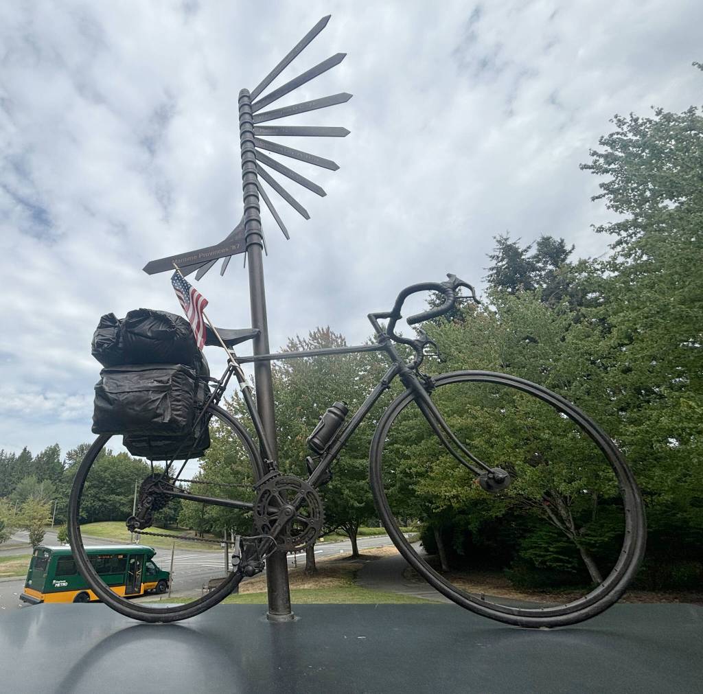 Mercer Island Cyclemates IV bronze statue. Andy Nystrom/ staff photo